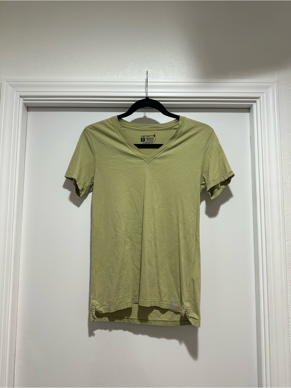 Carhartt Women’s Short Sleeve V-Neck Tee in Light Sage
